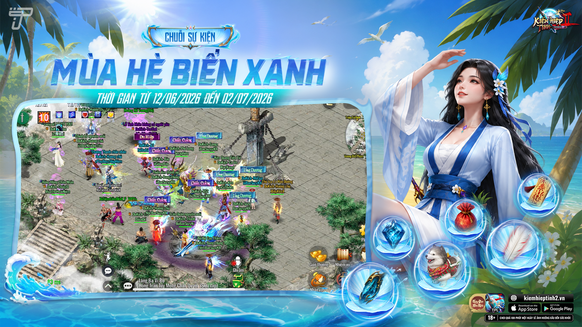 [Tổng quan] Sự kiện MÙA HÈ BIỂN XANH  | Kiếm Hiệp Tình 2 Mobile - Phiên bản 10 phái