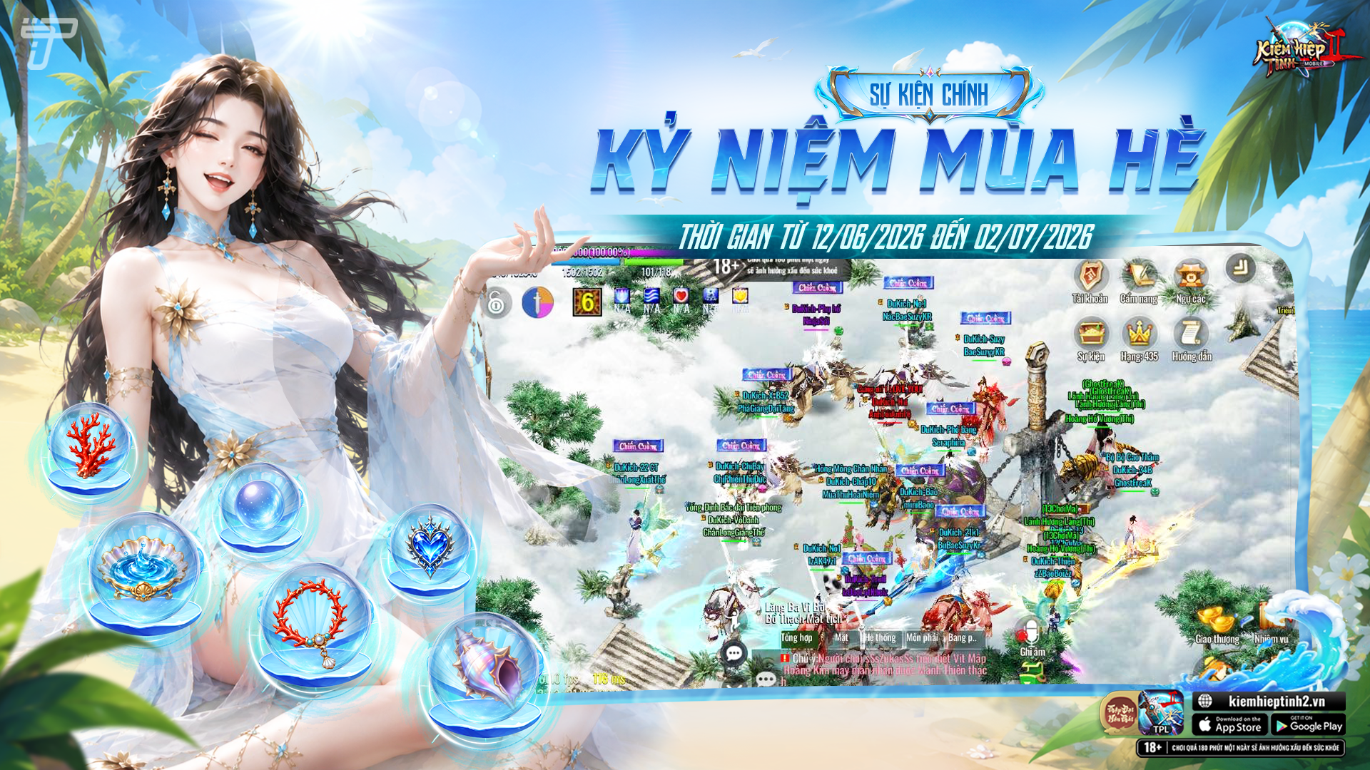 [MÙA HÈ BIỂN XANH] Sự kiện chính KỶ NIỆM MÙA HÈ | Kiếm Hiệp Tình 2 Mobile - Phiên bản 10 phái