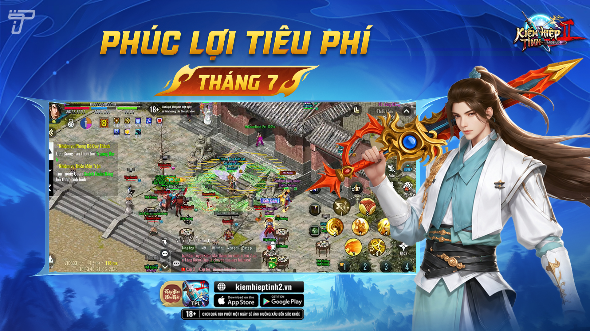 [Máy chủ Liên Thông] Phúc lợi Tiêu Phí tháng 07/2026 | Kiếm Hiệp Tình 2 Mobile - Phiên bản 10 phái