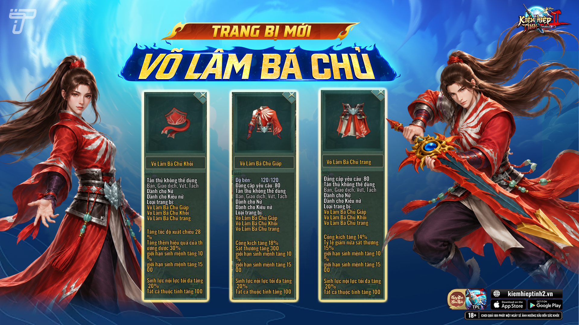 Trang bị Võ Lâm Bá Chủ | Kiếm Hiệp Tình 2 Mobile - Phiên bản 10 phái