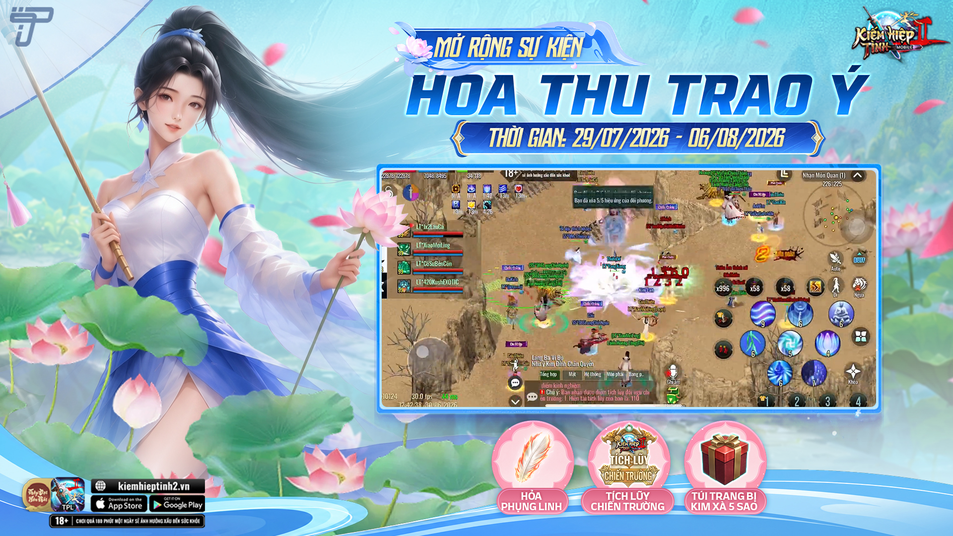 [LIÊN HƯƠNG THU ẢNH] MỞ RỘNG SỰ KIỆN HOA THU TRAO Ý | Kiếm Hiệp Tình 2 Mobile - Phiên bản 10 phái