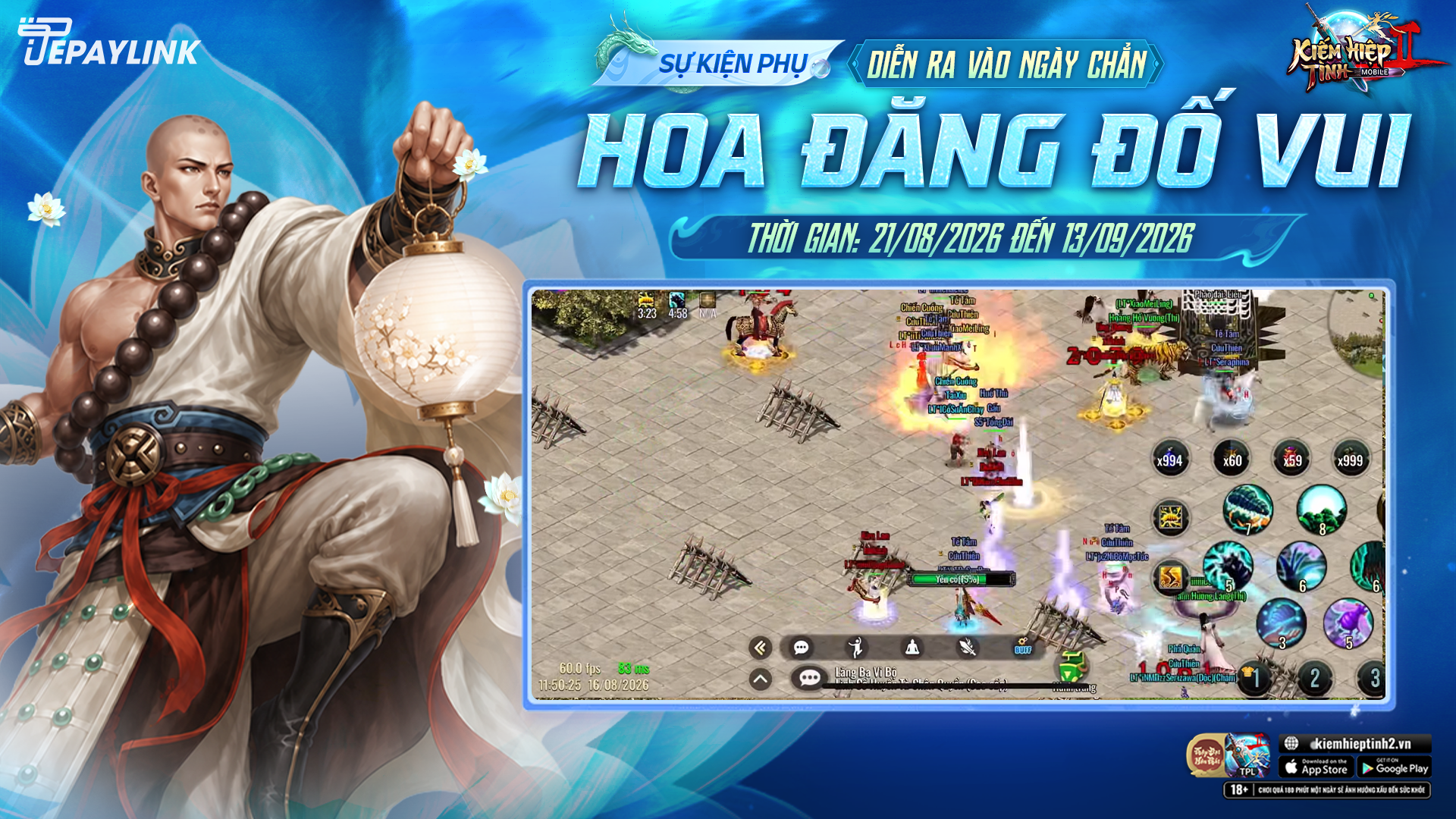THẮP ĐÈN HƯỞNG AN | Sự kiện Hoa Đăng Đố Vui | Kiếm Hiệp Tình 2 Mobile Phiên Bản 10 Phái