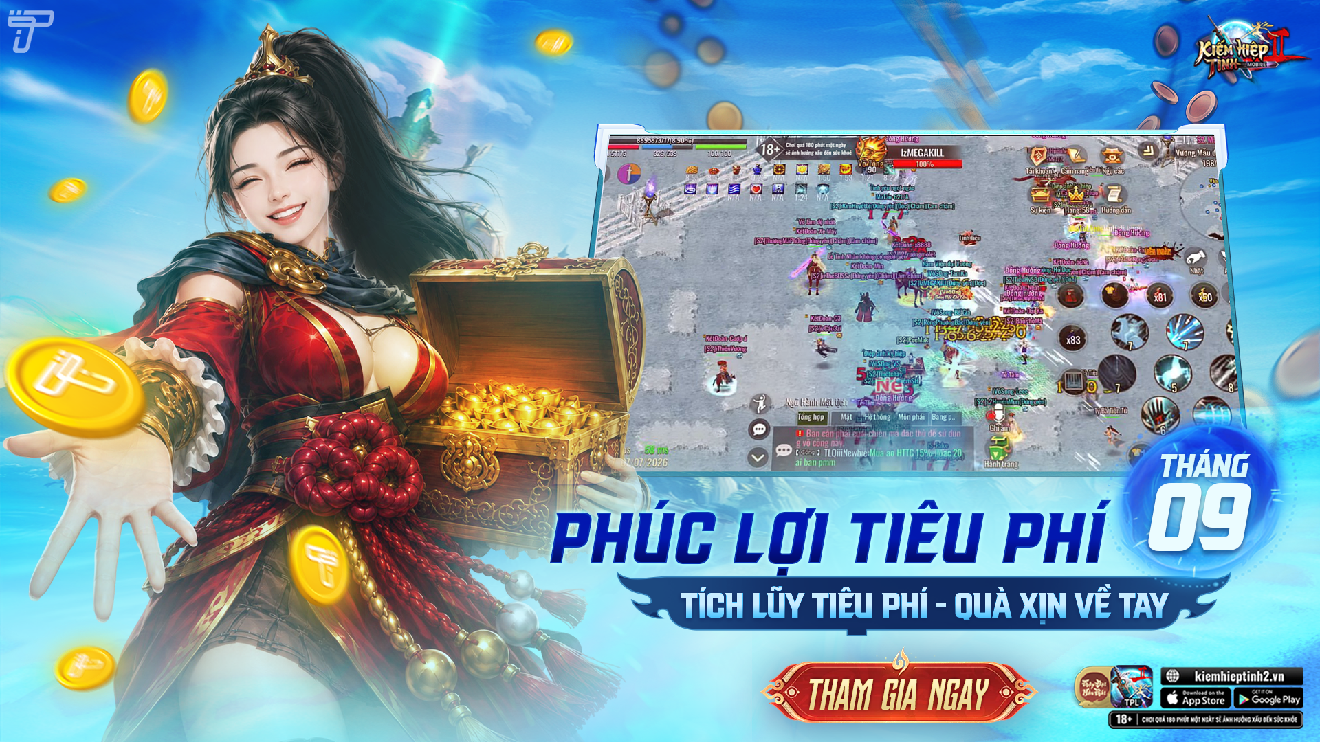 [S1-5] Phúc lợi Tiêu Phí tháng 09/2026 | Kiếm Hiệp Tình 2 Mobile - Phiên bản 10 phái