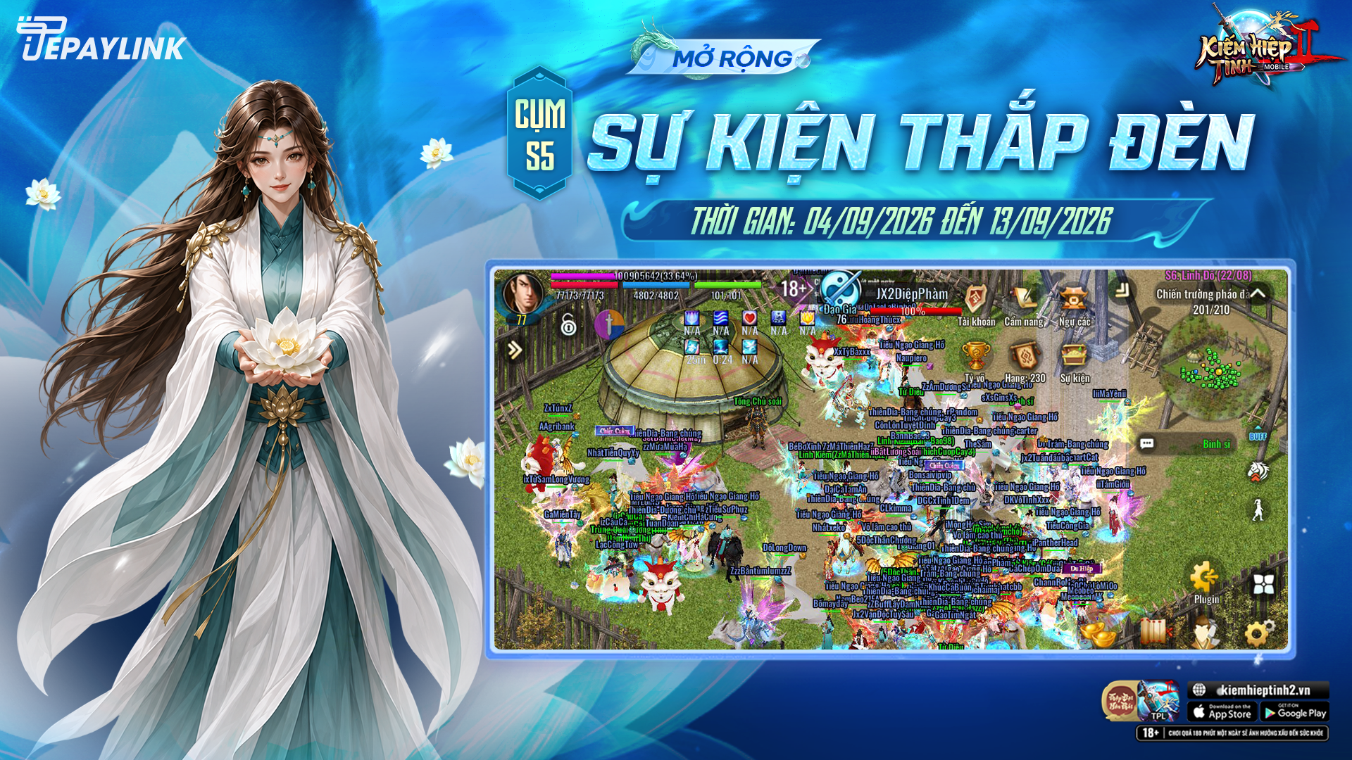 THẮP ĐÈN HƯỞNG AN | Mở rộng sự kiện Thắp Đèn | Máy chủ S5 | Kiếm Hiệp Tình 2 Mobile Phiên Bản 10 Phái