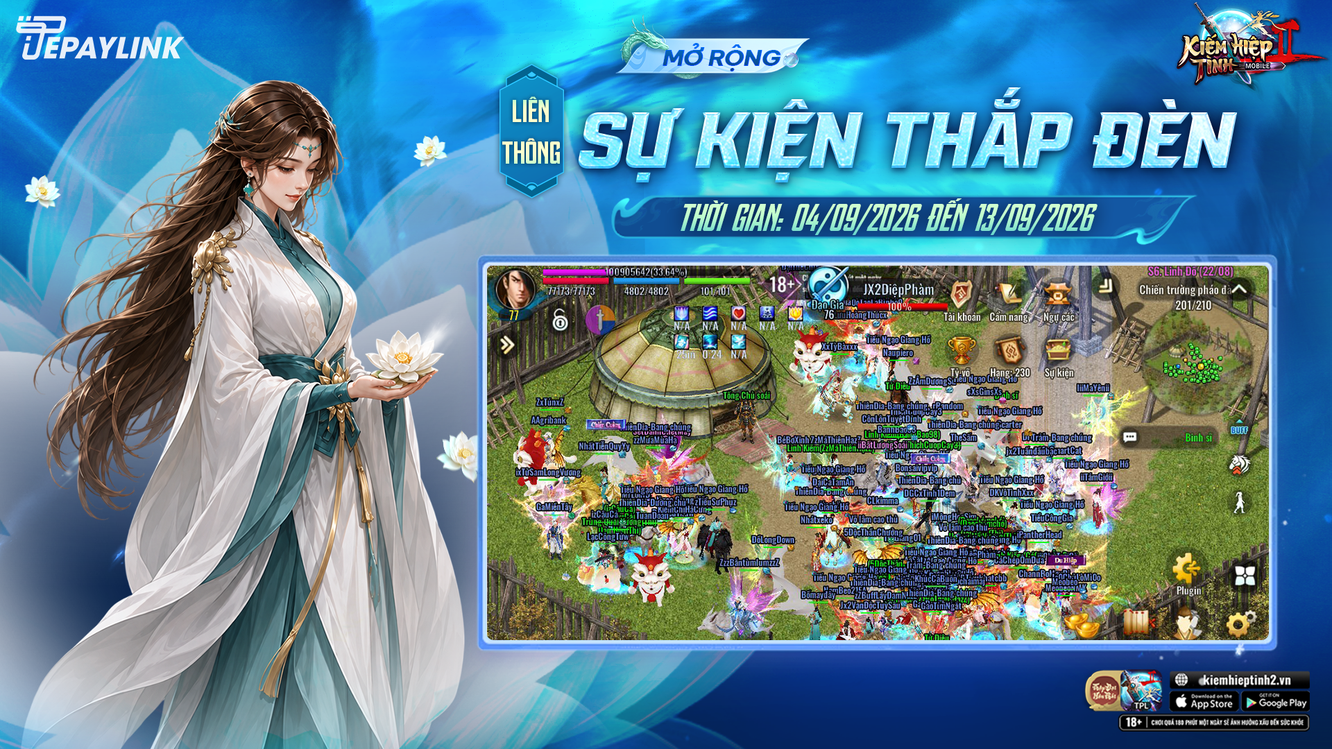 THẮP ĐÈN HƯỞNG AN | Mở rộng sự kiện Thắp Đèn | Cụm Liên Thông | Kiếm Hiệp Tình 2 Mobile Phiên Bản 10 Phái