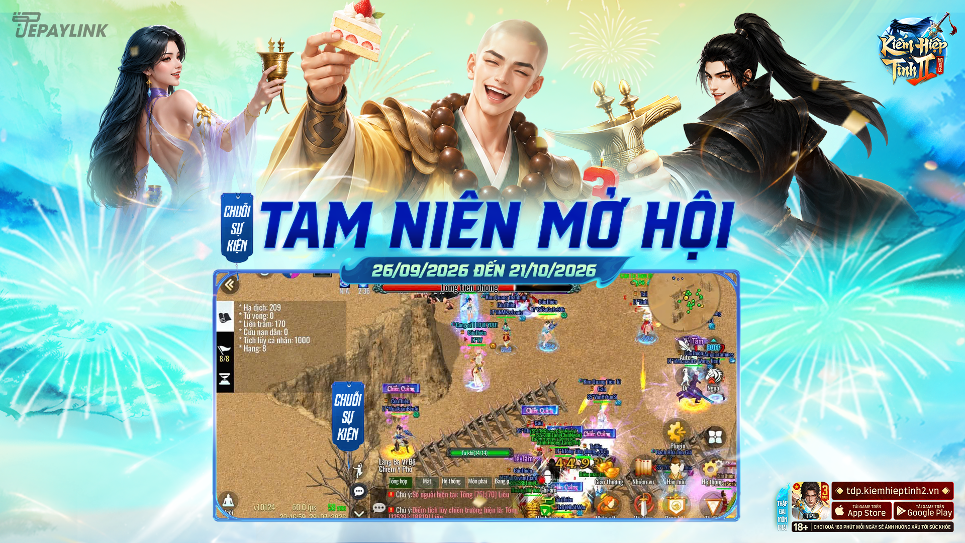 TAM NIÊN MỞ HỘI | Tổng Quan Sự Kiện Sinh Nhật 3 Tuổi | Kiếm Hiệp Tình 2 Mobile Phiên Bản 10 Phái