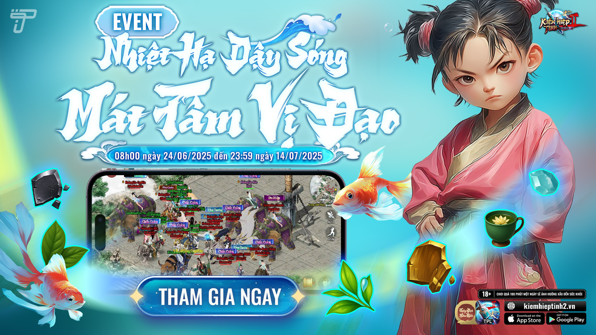 MÁT TÂM VỊ ĐẠO | NHIỆT HẠ DẬY SÓNG | Kiếm Hiệp Tình 2 Mobile 10 Phái
