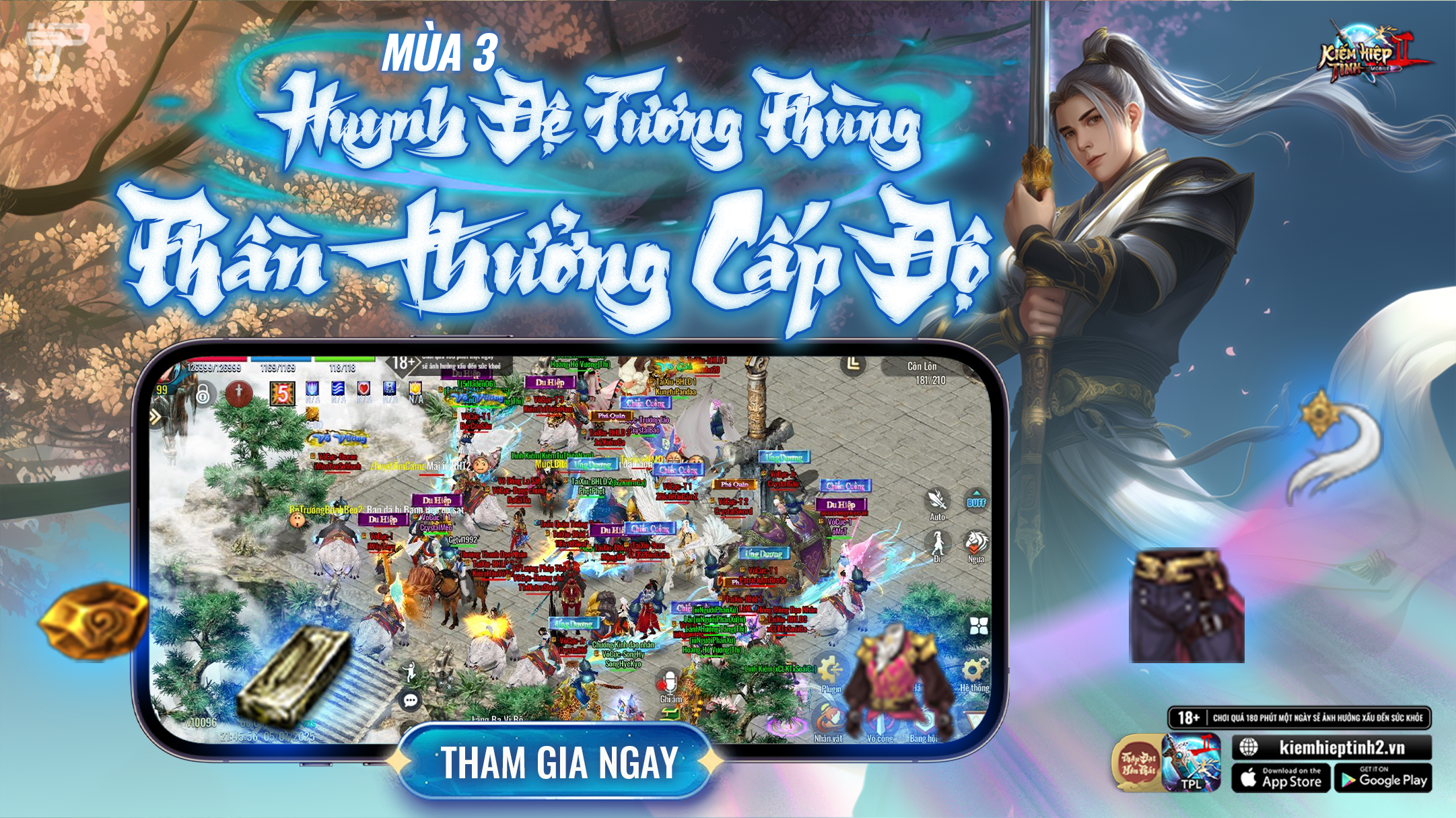[HĐTP3] Phần Thưởng Cấp Độ | Kiếm Hiệp Tình 2 Mobile - Bản 10 phái