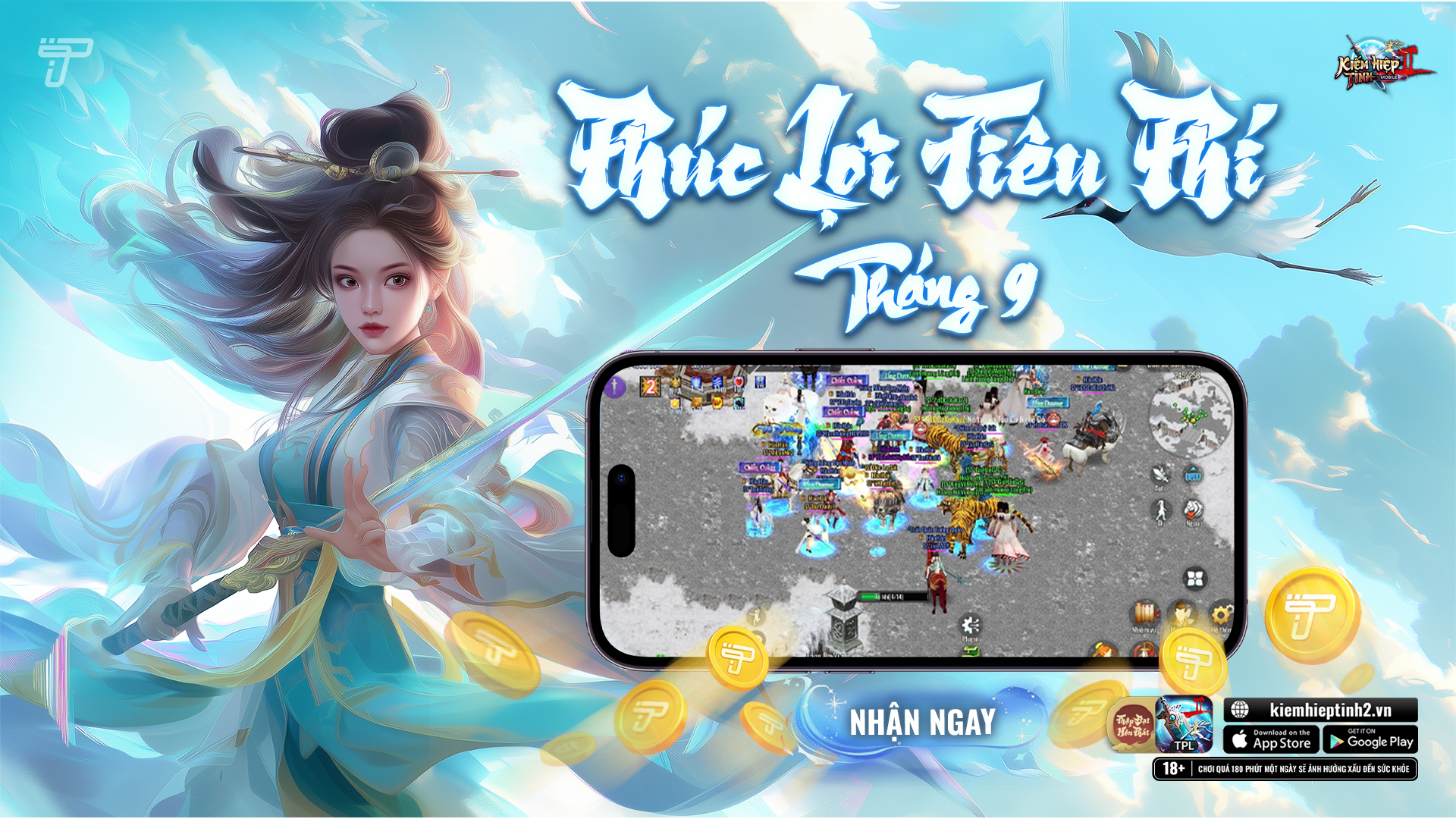 Phúc lợi Tiêu Tpoint tháng 9/2025 | Kiếm Hiệp Tình 2 Phiên bản 10 phái